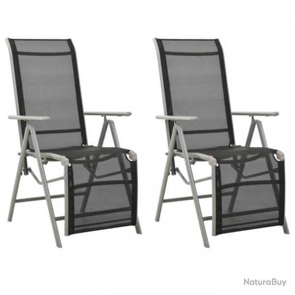 Chaises de jardin lot de 2 Textilne et aluminium Argent