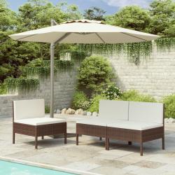 Chaises de jardin lot de 3 avec coussins Résine tressée Marron alsavelo