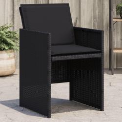 Chaises de jardin lot de 4 avec coussins noir résine tressée alsavelo