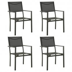 Chaises de jardin lot de 4 Textilène et acier Noir anthracite alsavelo