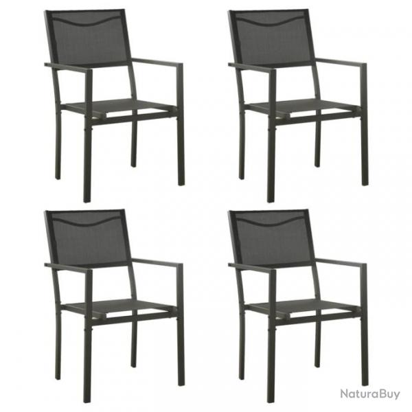 Chaises de jardin lot de 4 Textilne et acier Noir anthracite