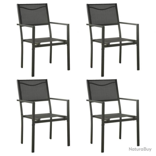 Chaises de jardin lot de 4 Textilne et acier Noir anthracite alsavelo