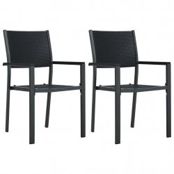 Chaises de jardin lot de 2 Noir Plastique Aspect de rotin alsavelo