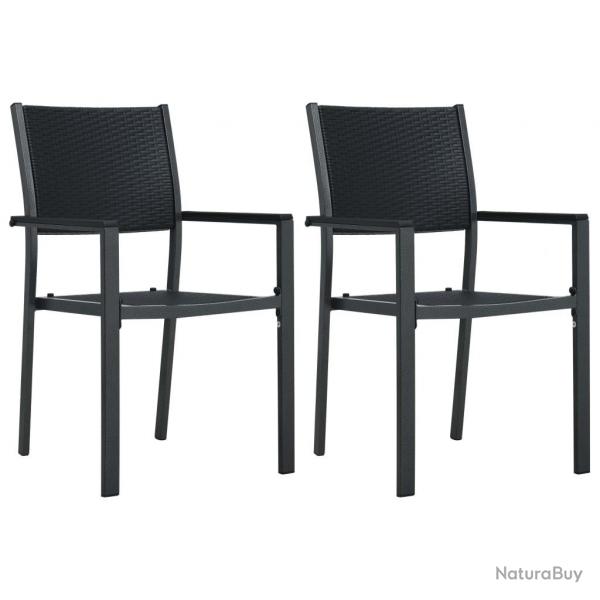 Chaises de jardin lot de 2 Noir Plastique Aspect de rotin alsavelo
