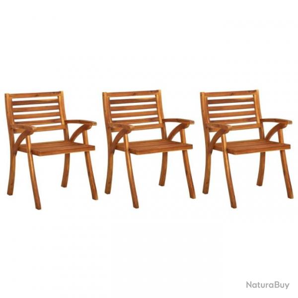 Chaises de jardin lot de 3 Bois d'acacia solide