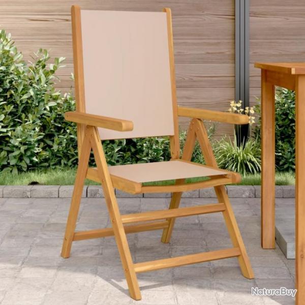 Chaises de jardin lot de 2 taupe bois d'acacia massif et tissu