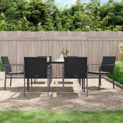 Chaises de jardin avec coussins lot de 6 noir 56x59x84 cm rotin alsavelo