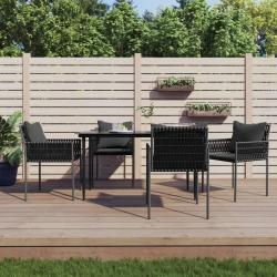 Chaises de jardin avec coussins lot de 4 noir 54x61x83 cm rotin alsavelo