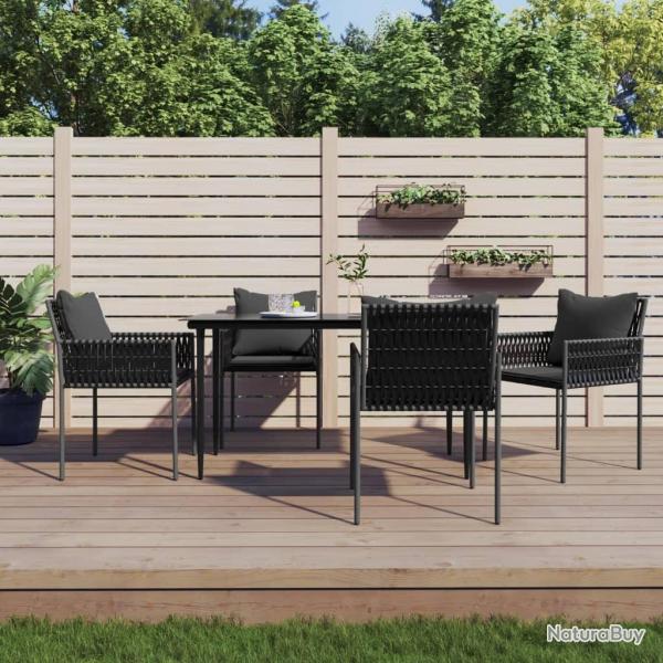 Chaises de jardin avec coussins lot de 4 noir 54x61x83 cm rotin alsavelo