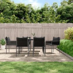 Chaises de jardin avec coussins lot de 6 noir 54x61x83 cm rotin alsavelo
