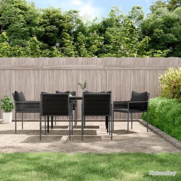 Chaises de jardin avec coussins lot de 6 noir 54x61x83 cm rotin