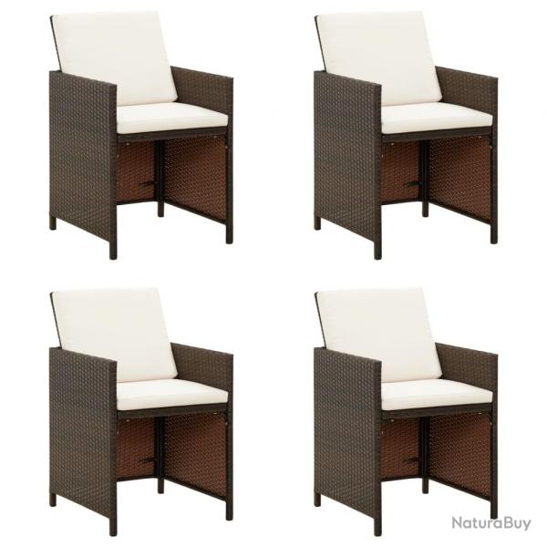Chaises de jardin avec coussins lot de 4 Rsine tresse Marron alsavelo
