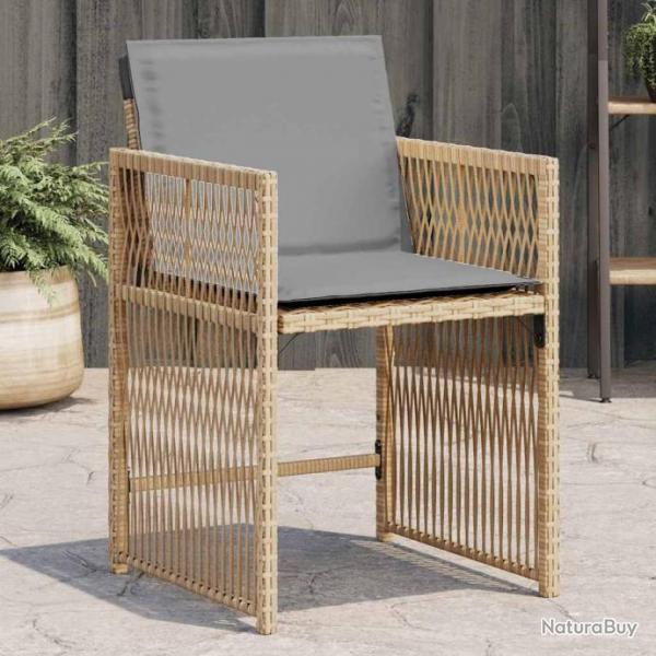 Chaises de jardin avec coussins lot de 4 mlange beige