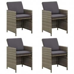 Chaises de jardin avec coussins lot de 4 Résine tressée Gris alsavelo