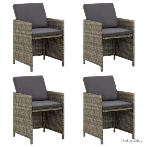 Chaises de jardin avec coussins lot de 4 Rsine tresse Gris