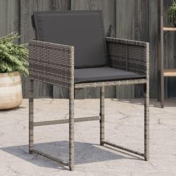 Chaises de jardin avec coussins lot de 4 gris résine tressée alsavelo