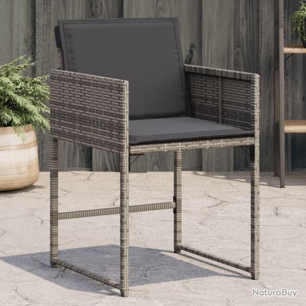 Chaises de jardin avec coussins lot de 4 gris rsine tresse alsavelo