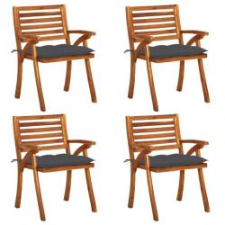 Chaises de jardin avec coussins lot de 4 Bois de teck solide