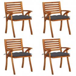 Chaises de jardin avec coussins lot de 4 Bois de teck solide alsavelo