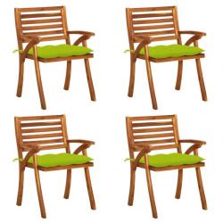 Chaises de jardin avec coussins lot de 4 Bois de teck solide