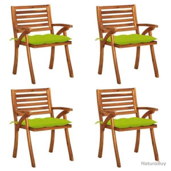 Chaises de jardin avec coussins lot de 4 Bois de teck solide