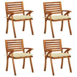 Chaises de jardin avec coussins lot de 4 Bois de teck solide