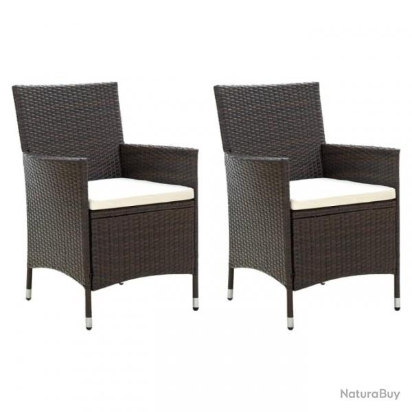 Chaises de jardin avec coussins lot de 2 Rsine tresse Marron