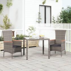 Chaises de jardin avec coussins lot de 2 Résine tressée Gris alsavelo