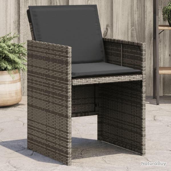 Chaises de jardin avec coussins lot de 4 gris rsine tresse alsavelo