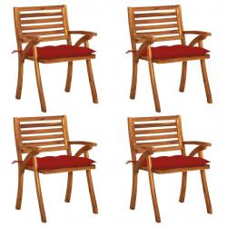 Chaises de jardin avec coussins lot de 4 Bois de teck solide alsavelo