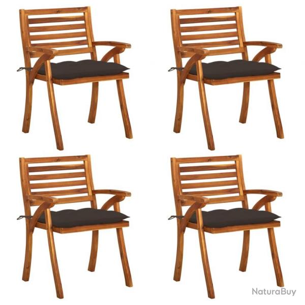 Chaises de jardin avec coussins lot de 4 Bois de teck solide alsavelo