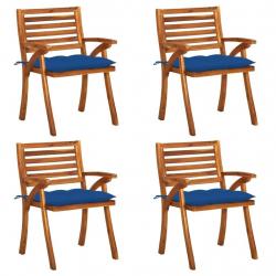 Chaises de jardin avec coussins lot de 4 Bois de teck solide alsavelo