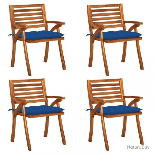 Chaises de jardin avec coussins lot de 4 Bois de teck solide