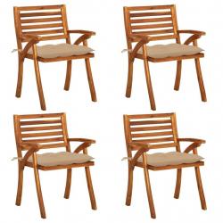 Chaises de jardin avec coussins lot de 4 Bois de teck solide alsavelo