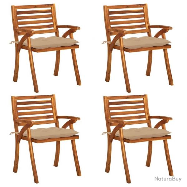 Chaises de jardin avec coussins lot de 4 Bois de teck solide alsavelo