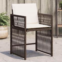 Chaises de jardin avec coussins lot de 4 marron résine tressée alsavelo