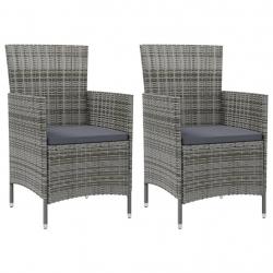 Chaises de jardin avec coussins lot de 2 Résine tressée Gris alsavelo