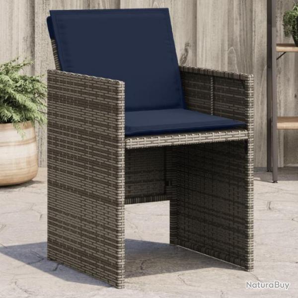 Chaises de jardin avec coussins lot de 4 gris rsine tresse