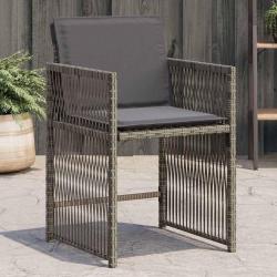 Chaises de jardin avec coussins lot de 4 gris résine tressée alsavelo