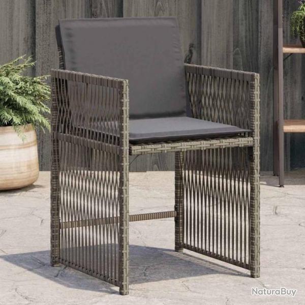 Chaises de jardin avec coussins lot de 4 gris rsine tresse