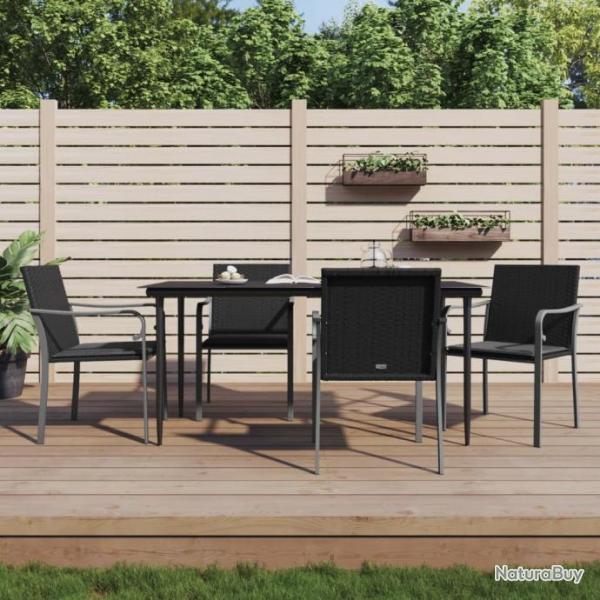 Chaises de jardin avec coussins lot de 4 noir 56x59x84 cm rotin