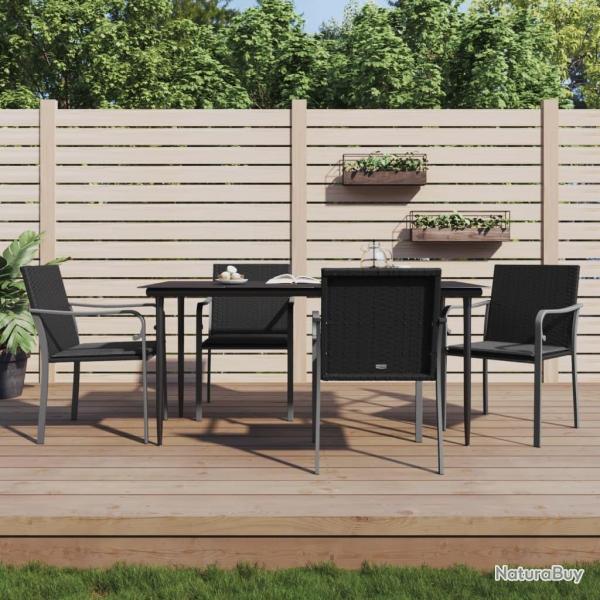 Chaises de jardin avec coussins lot de 4 noir 56x59x84 cm rotin alsavelo