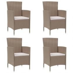 Chaises de jardin avec coussins lot de 4 Résine tressée Beige