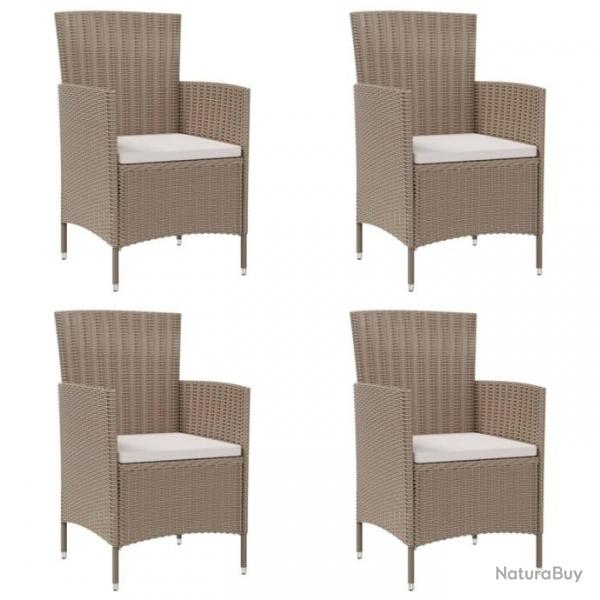 Chaises de jardin avec coussins lot de 4 Rsine tresse Beige