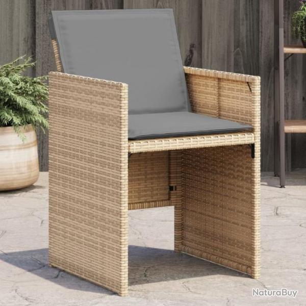 Chaises de jardin avec coussins lot de 4 mlange beige