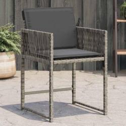 Chaises de jardin avec coussins lot de 4 gris résine tressée