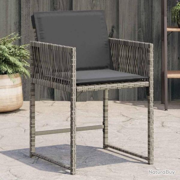 Chaises de jardin avec coussins lot de 4 gris rsine tresse