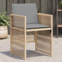 Chaises de jardin avec coussins lot de 4 mélange beige