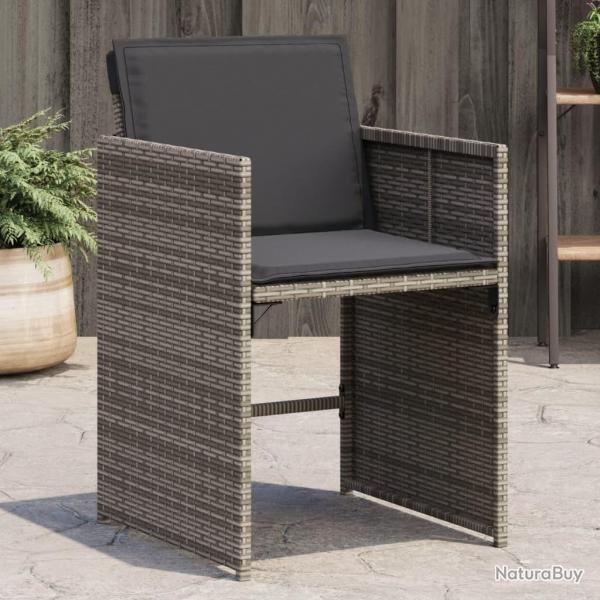 Chaises de jardin avec coussins lot de 4 gris rsine tresse alsavelo