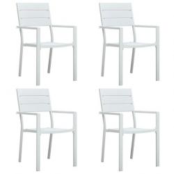 Chaises de jardin lot de 4 Blanc PEHD Aspect de bois alsavelo